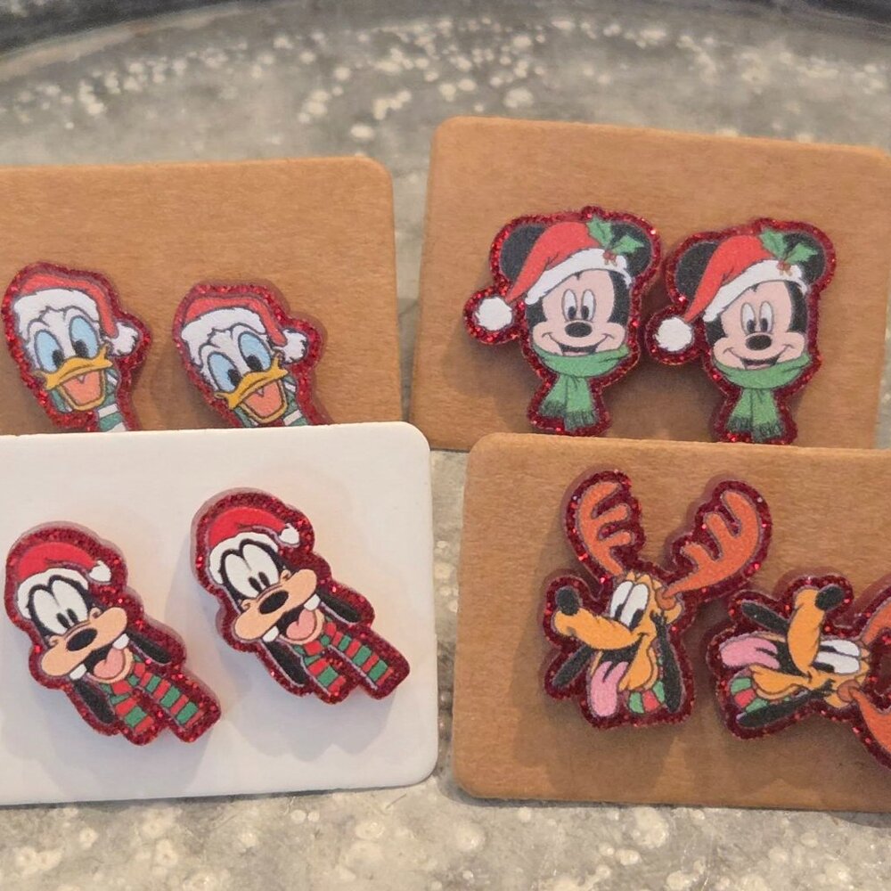 Disney Mickey Character Christmas Earrings Set